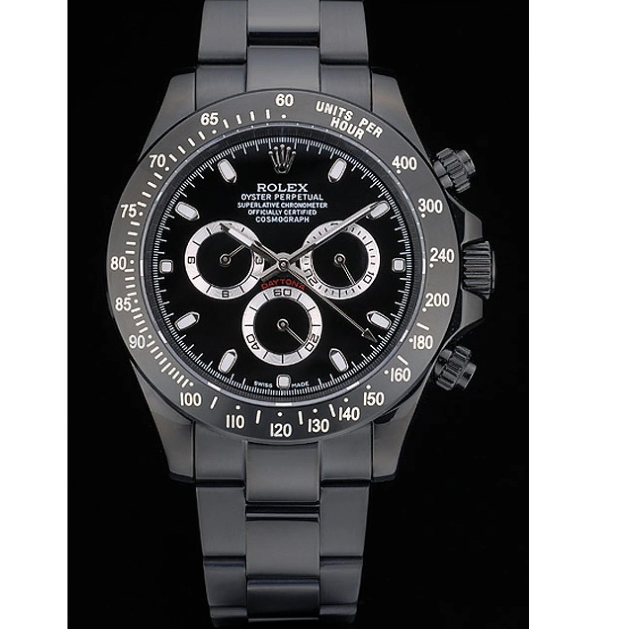 Plated Black Ion Black Steel Black Tachymeter Stainless Daytona Strap 80247 Dial Rolex 0529